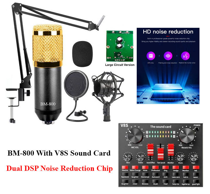 ICON Brand BM 800 Condenser Microphone With V8S Audio Sound Card