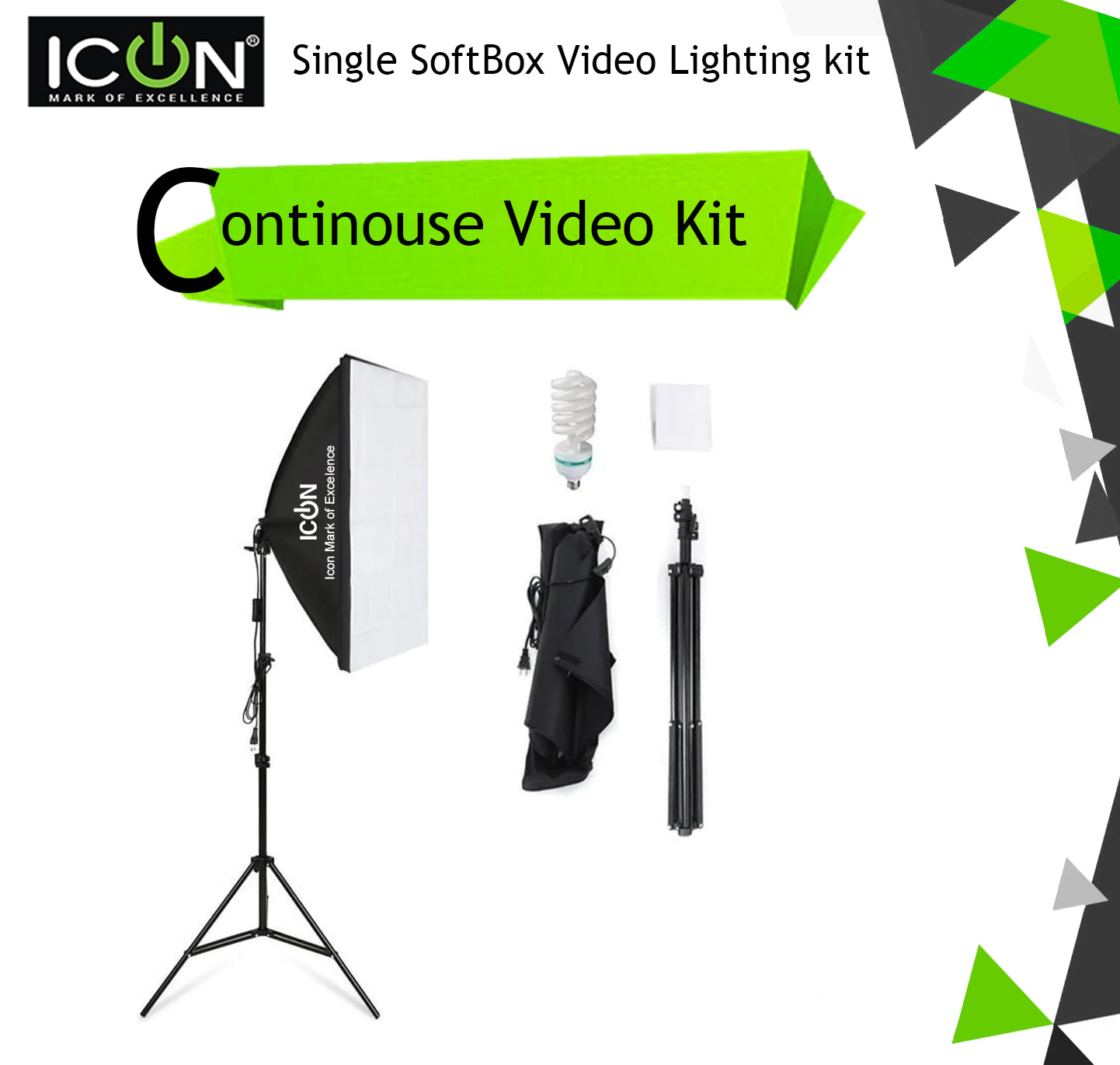 Icon Softbox Single / Dual Video Kit 50x70 Softbox Size