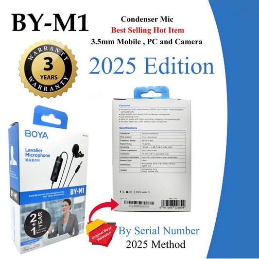 3 Years Warranty Boya M1 Lavalier Collar Microphone for DSLR & Android Phone