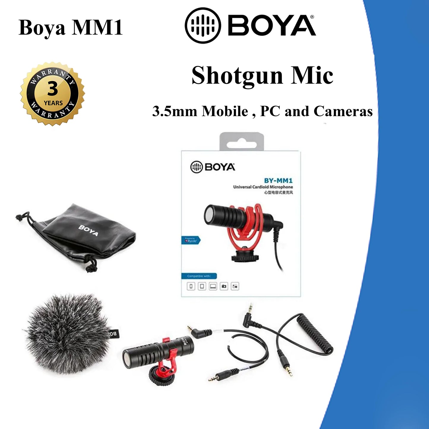 3 Years Warranty BOYA BY-MM1 On-Camera Video Microphone